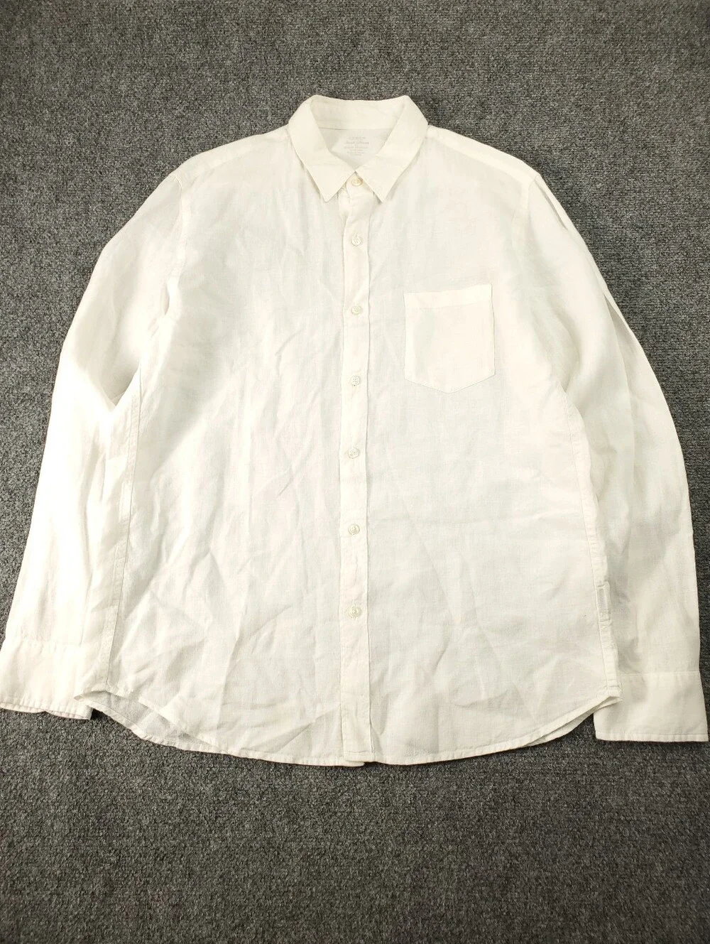 J. Crew Cream MEN’s  Linen-Blend Button-Down Shirt. Slim Fit
